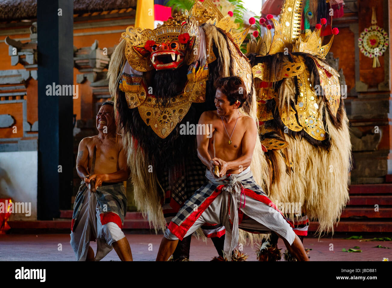 Traditionelle Barrong und Kris Tanz Bali Stockfoto