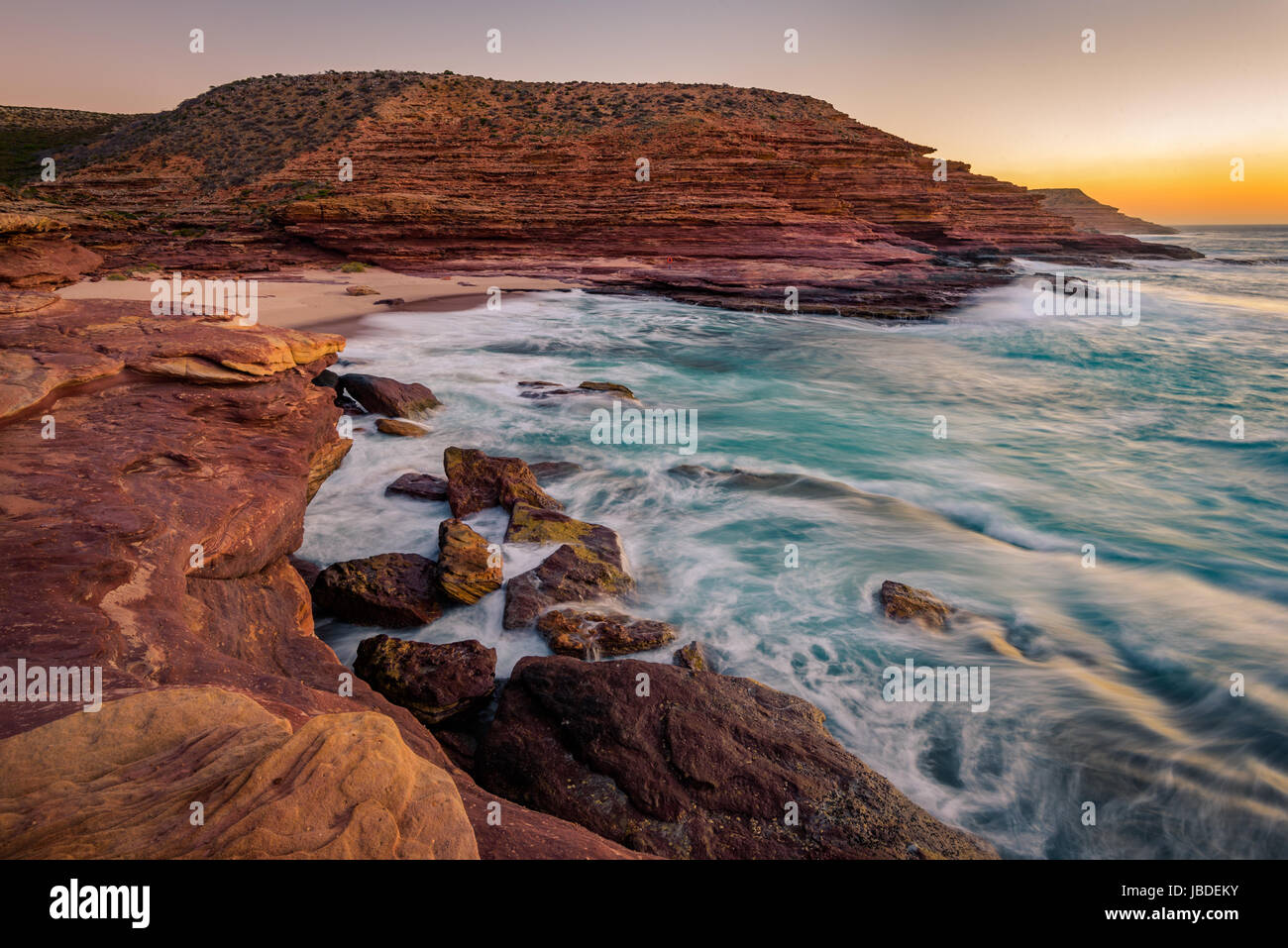 Sonnenuntergang am Pot Alley, Kalbarri National Park, Western Australia, Australia Stockfoto