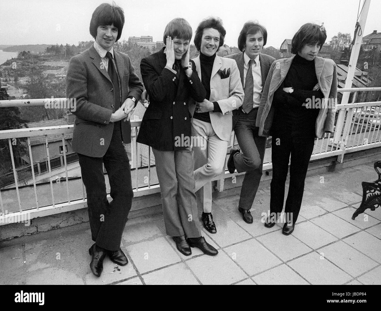 DIE HOLLIES Popgruppe England 1969 Bandmitglied Allan Clarke, Terry Sylvester, Tony Hicks, Bobby Elliott Och Bernie Calvert Stockfoto