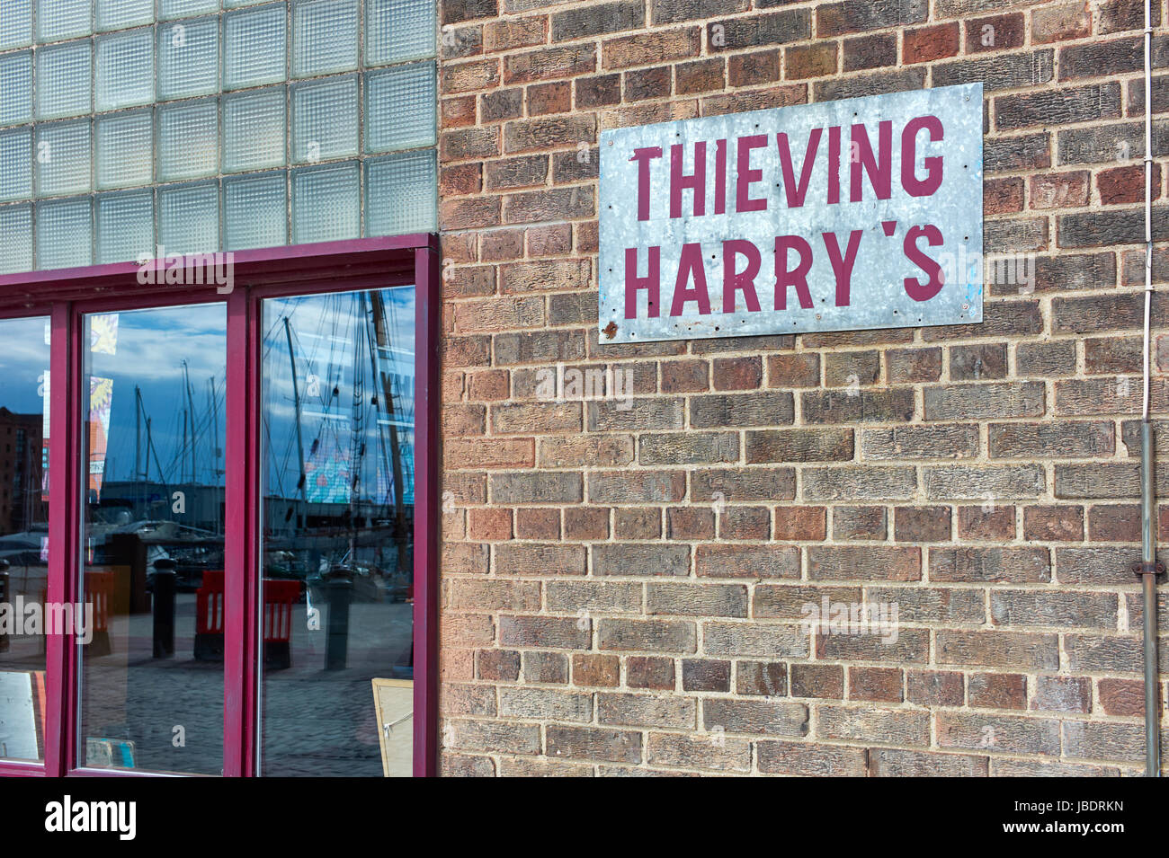 Diebische Harrys Signage im Rumpf Stockfoto