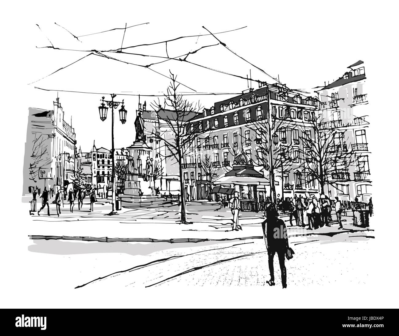Portugal, Lissabon Chiado Quadrat - Vektor-illustration Stock Vektor