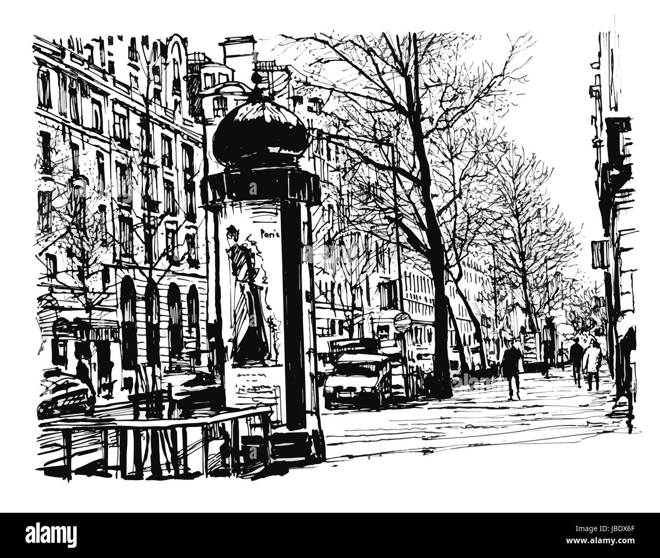 Boulevard in Paris - Vektor-illustration Stock Vektor