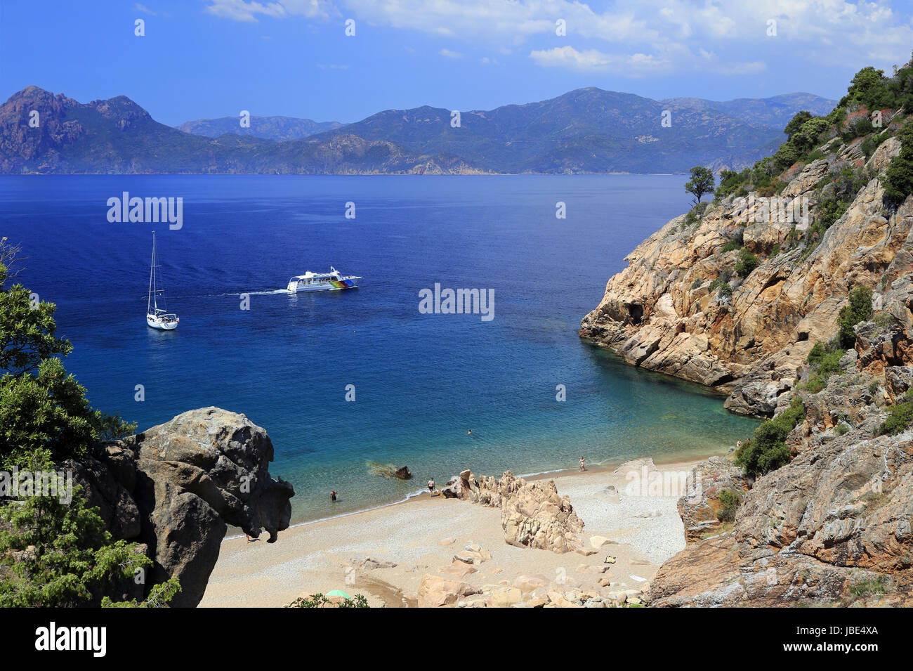 Seelandschaft von Ficajola in den Golf von Porto, Korsika, Frankreich Stockfoto