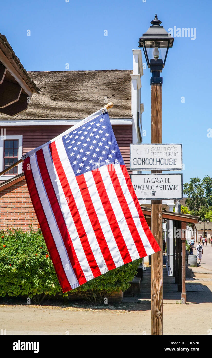 US-Flagge an der San Diego Old Town - SAN DIEGO - CALIFORNIA Stockfoto
