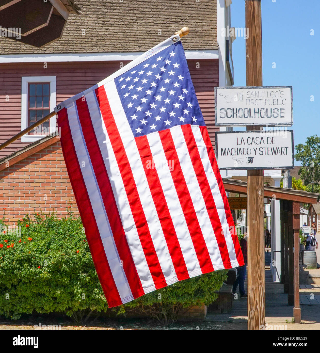 US-Flagge an der San Diego Old Town - SAN DIEGO - CALIFORNIA Stockfoto