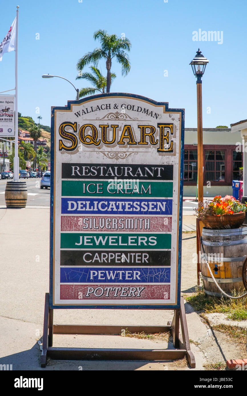 Wallach und Goldman Square in San Diego Old Town - SAN DIEGO - Kalifornien Stockfoto