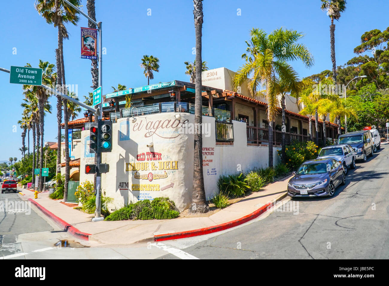 Straßenecke San Diego Old Town - der mexikanische District - SAN DIEGO - Kalifornien Stockfoto