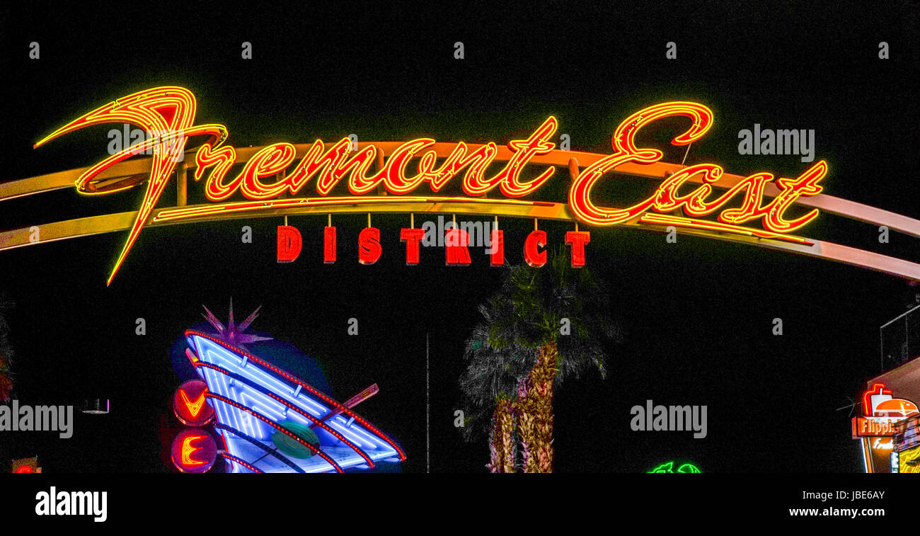 Fremont-Ost-Erfahrung in Las Vegas Nevada - LAS VEGAS - Nacht Stockfoto