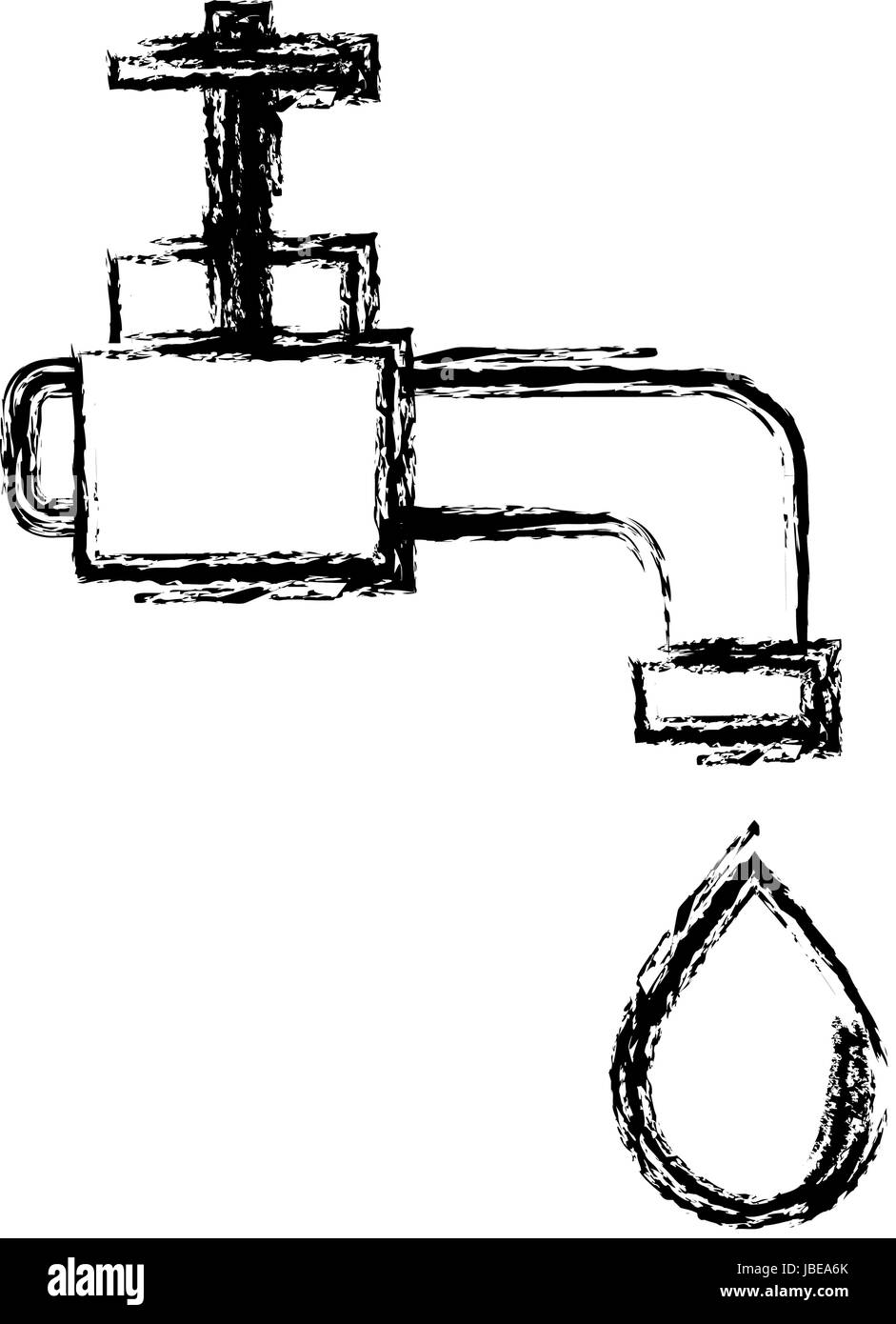 Abbildung Wasserhahn mit Tropfen Wasser zur Erhaltung der Ökologie Stock Vektor