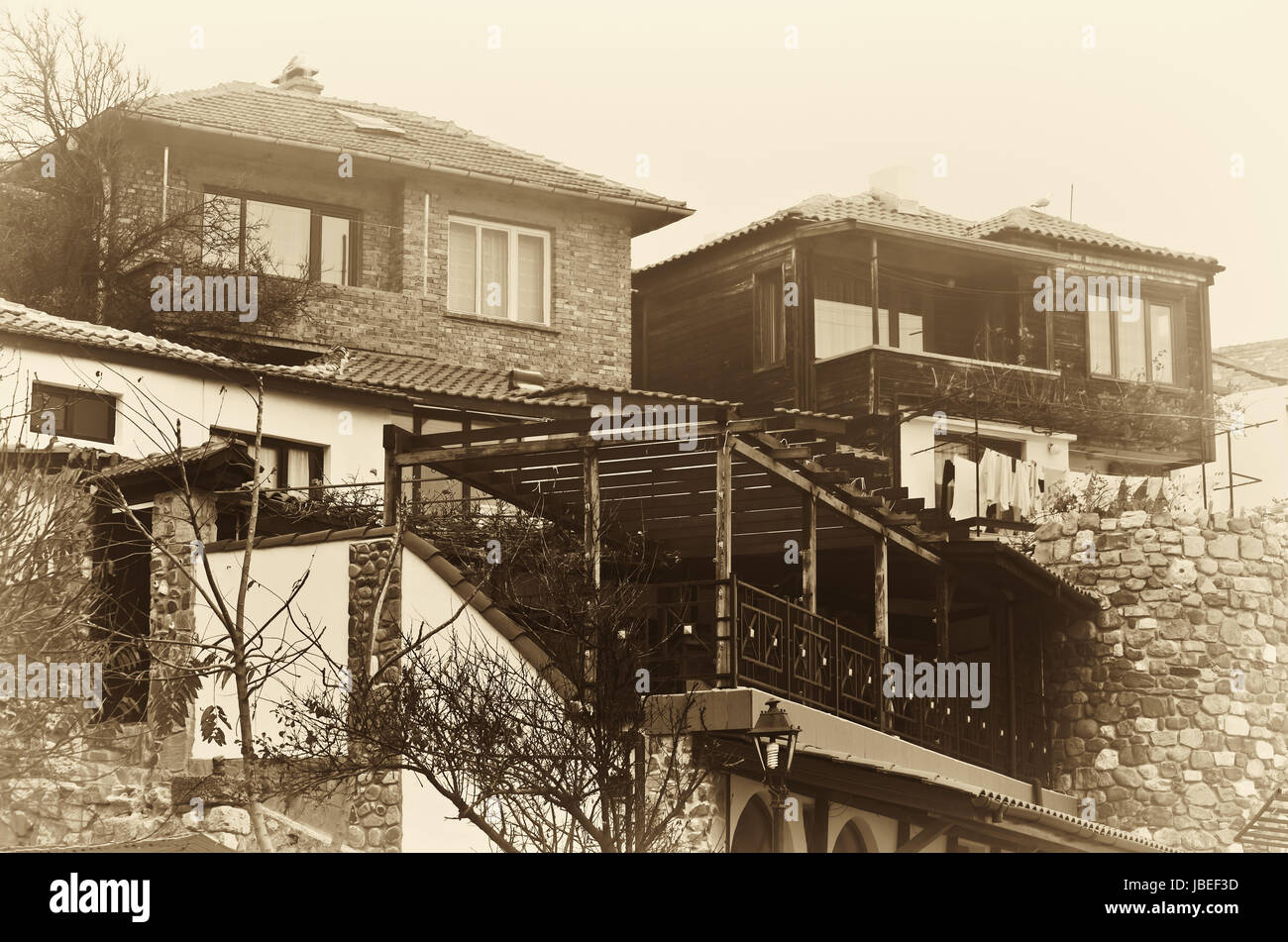 Blick auf die Häuser In Sozopol. Bulgarien Stockfoto