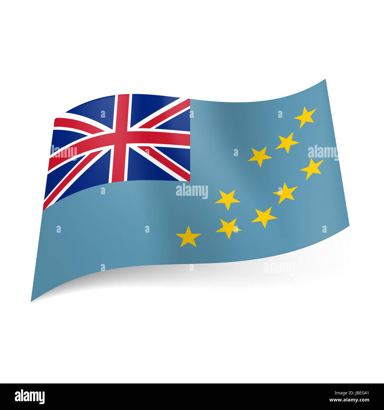 Nationalflagge Von Tuvalu Britische Flagge Und Gelbe Sterne Auf Blauem Hintergrund Stockfotografie Alamy