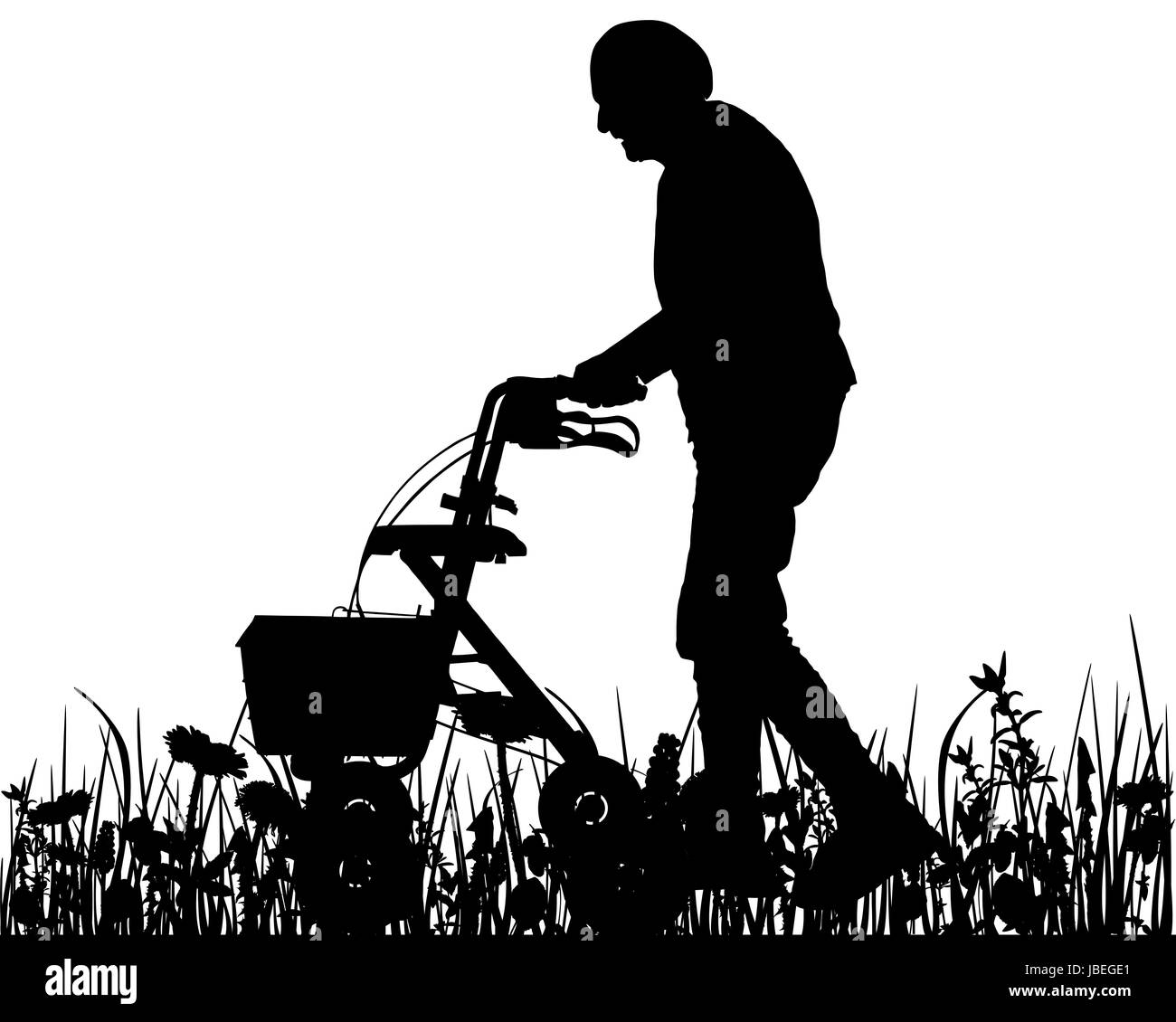 Alte Frau Mit Rollator Stockfoto