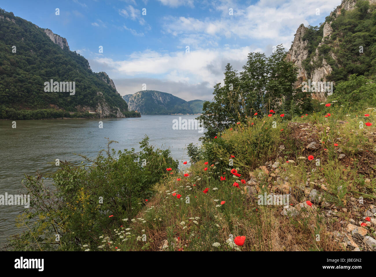 Landschaft in den Danube Schluchten. Cazanele Mari, Rumänien Stockfoto