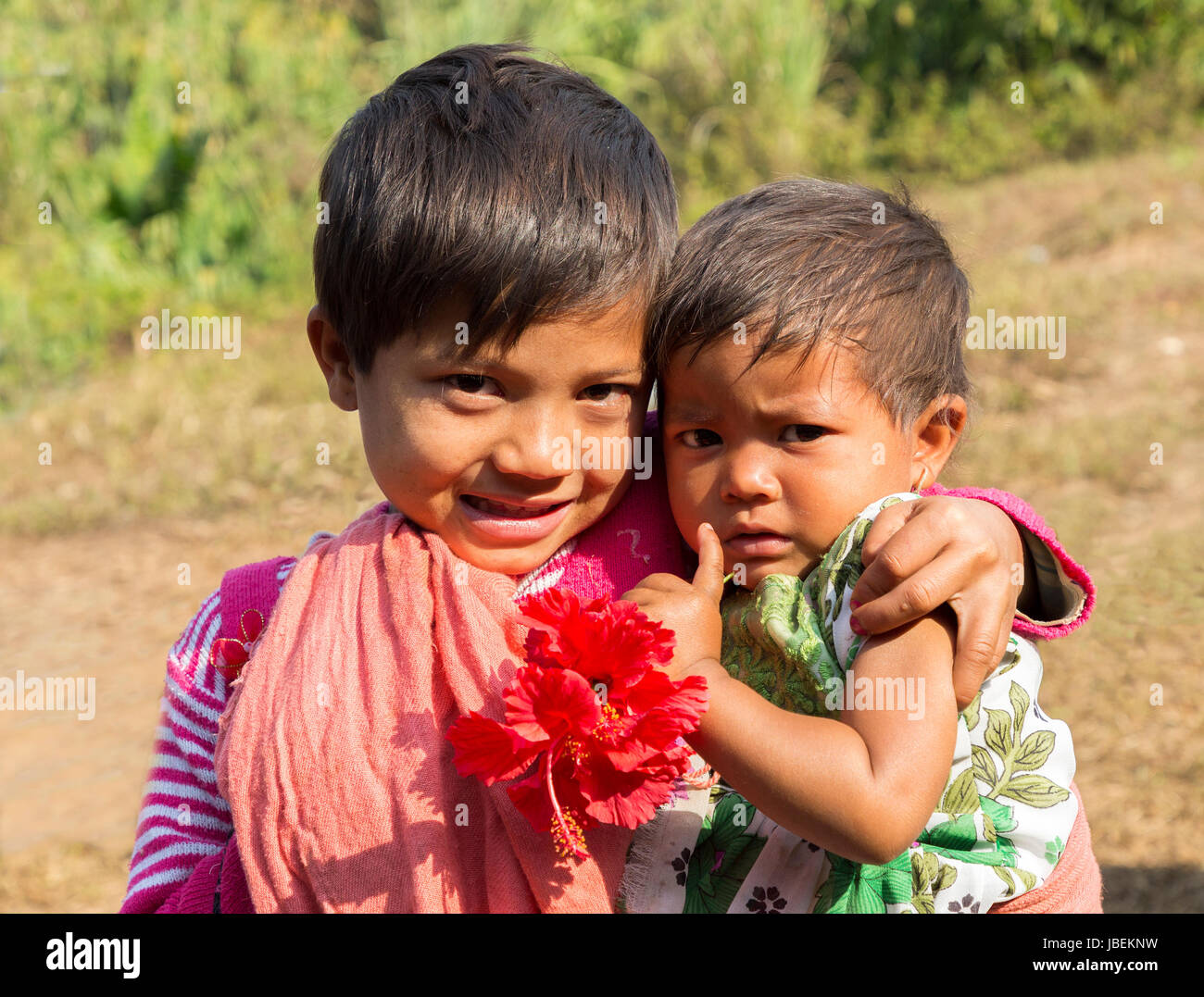 Jungen, Sakwa Dorf, Meghalaya, Indien Stockfoto