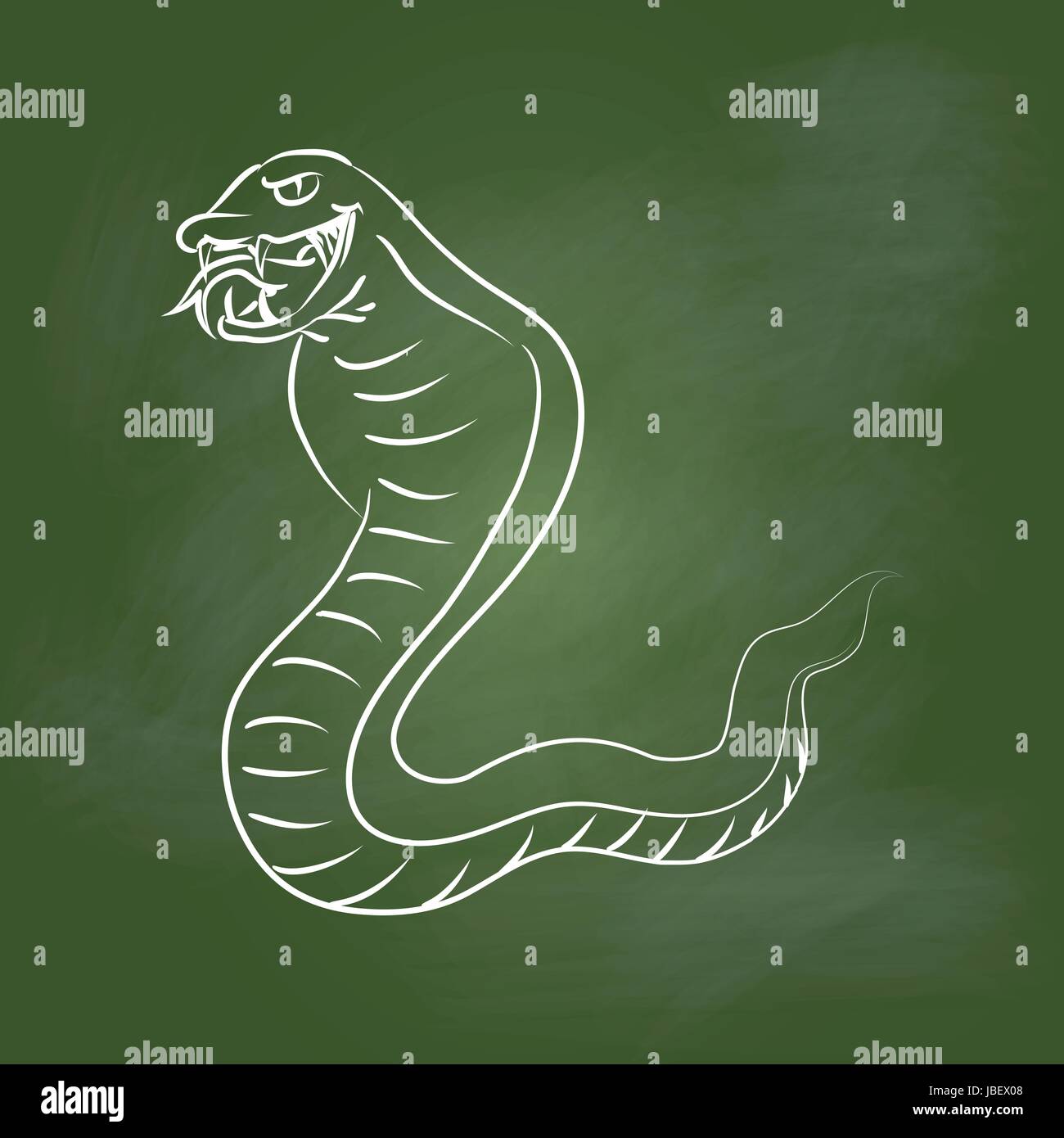 Handzeichnung Schlange auf Grün - Vector Illustration Stock Vektor