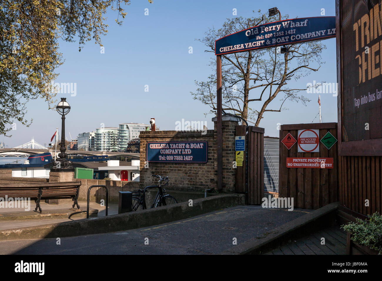 Old Ferry Wharf, Cheyne Walk, Chelsea, London Stockfoto