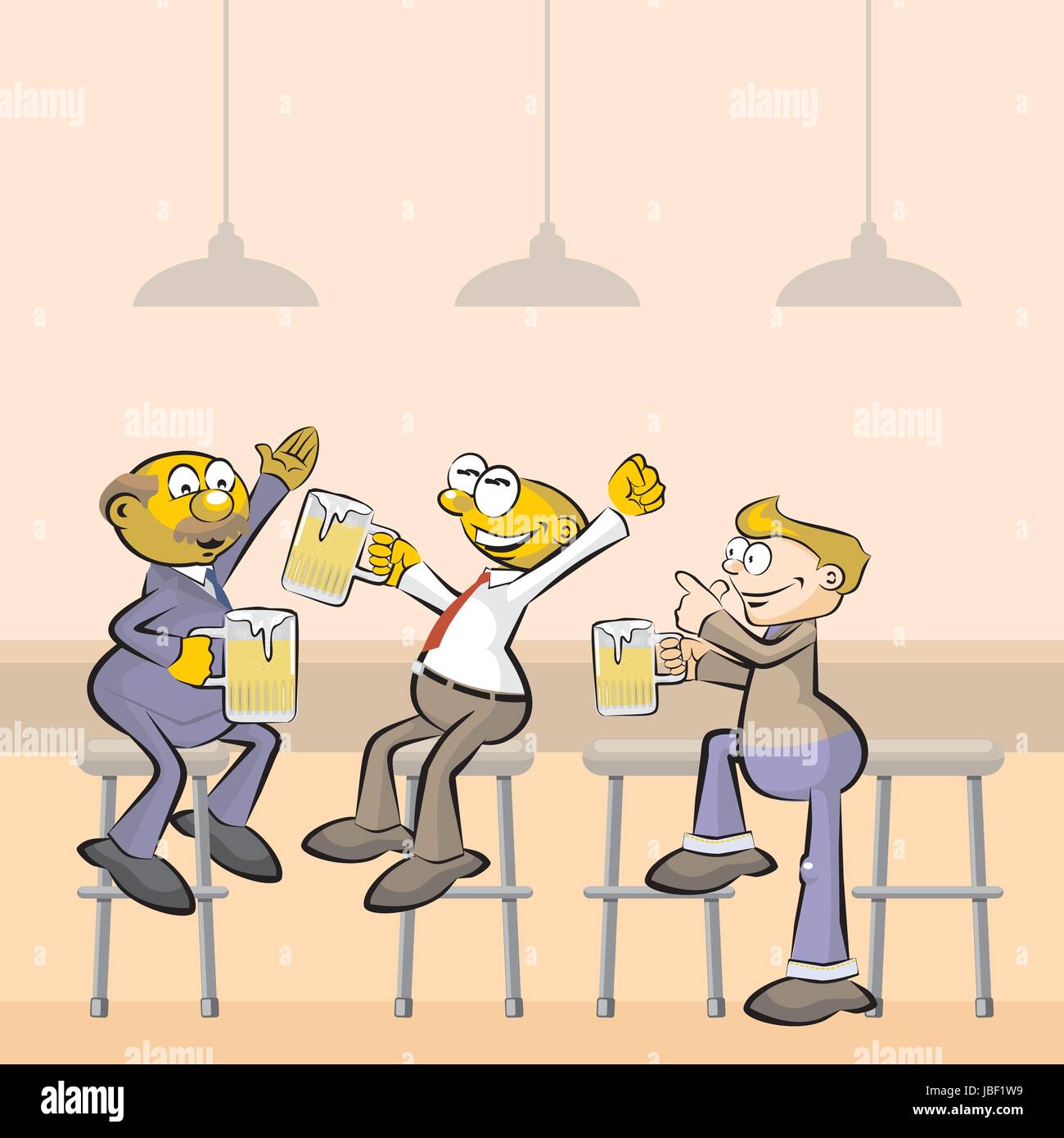 Manner Trinken Bier In Der Kneipe Feier Konzeptionelle Darstellung Stock Vektorgrafik Alamy