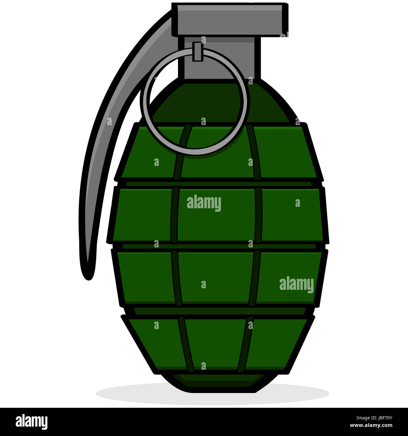Cartoon-Darstellung, die eine grüne Handgranate Stockfoto