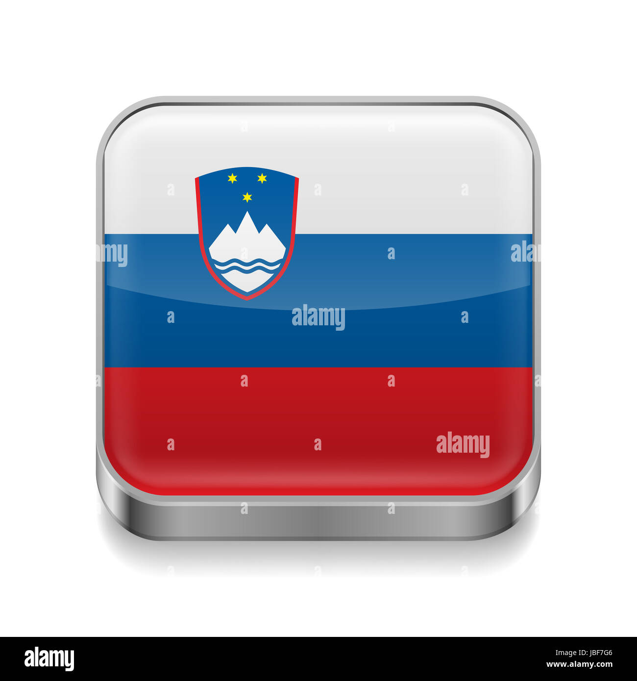 Metall Quadrat mit slowenischen Flagge Farben Stockfoto