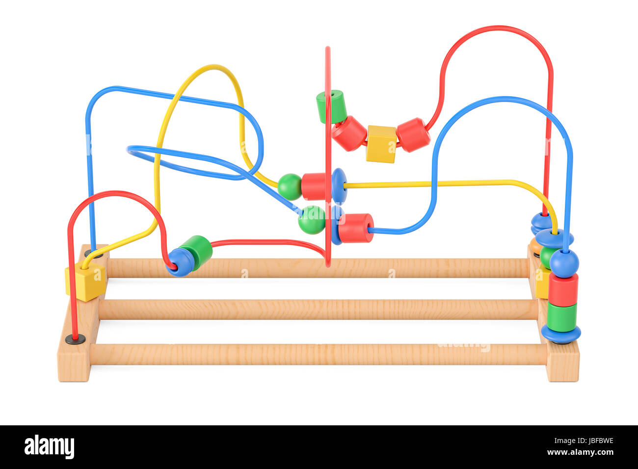 Holzperle Maze, pädagogisches Spielzeug. 3D-Rendering isoliert auf weißem Hintergrund Stockfoto