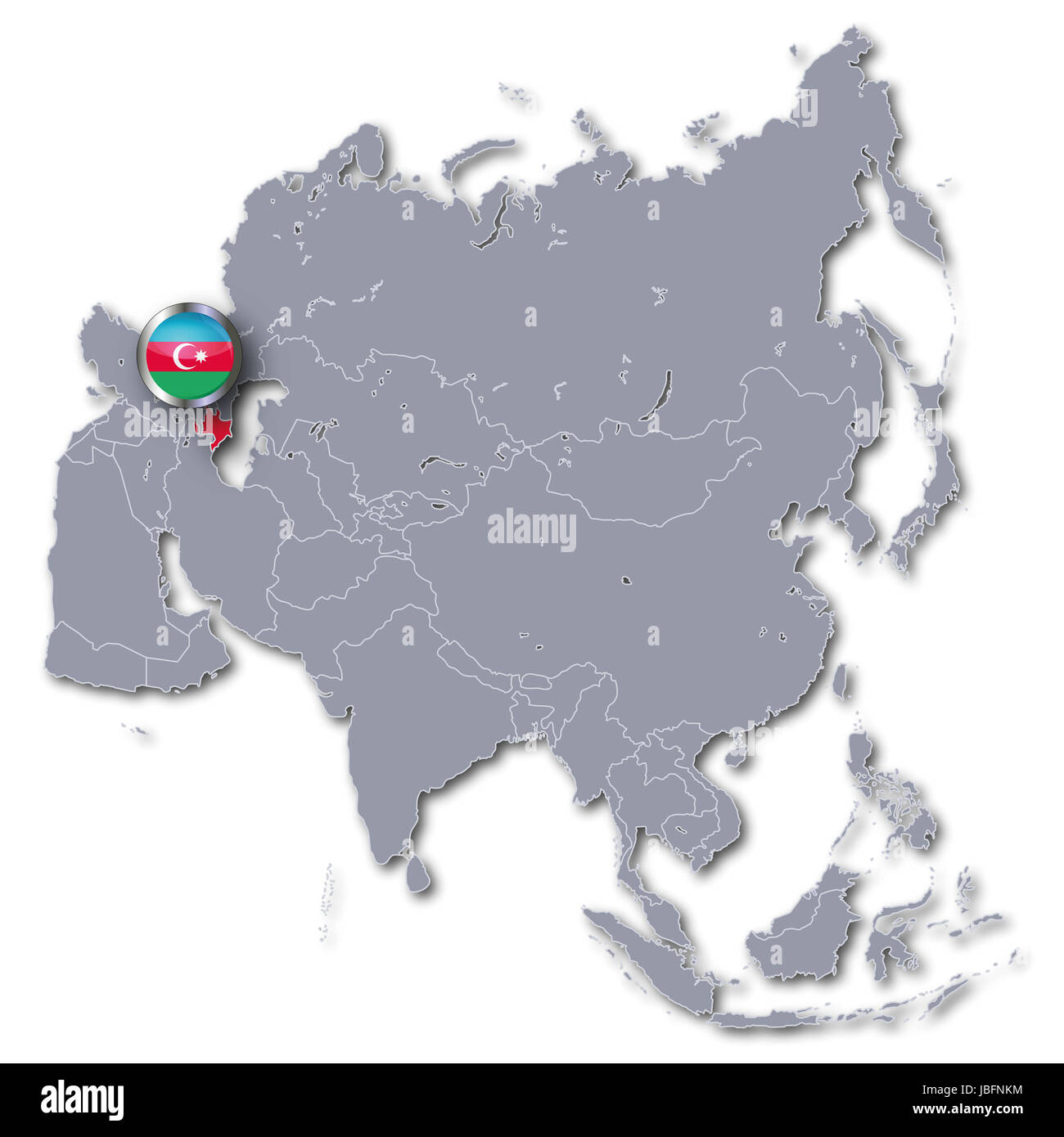 Asien Karte mit Aserbaidschan Stockfoto
