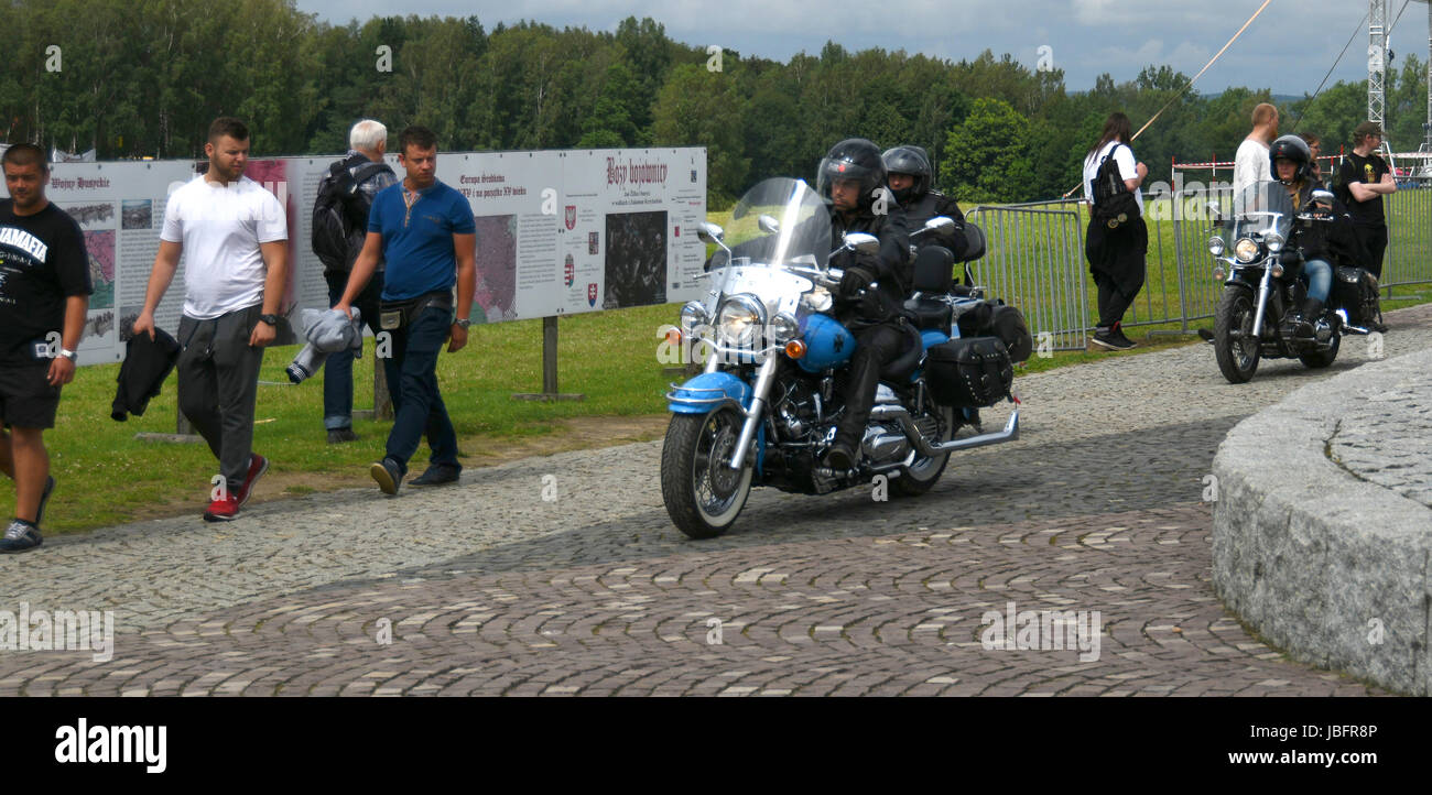 Reiter auf ihren Pferden aus Stahl. Harley-Davidson Motorcycle Club. Stockfoto
