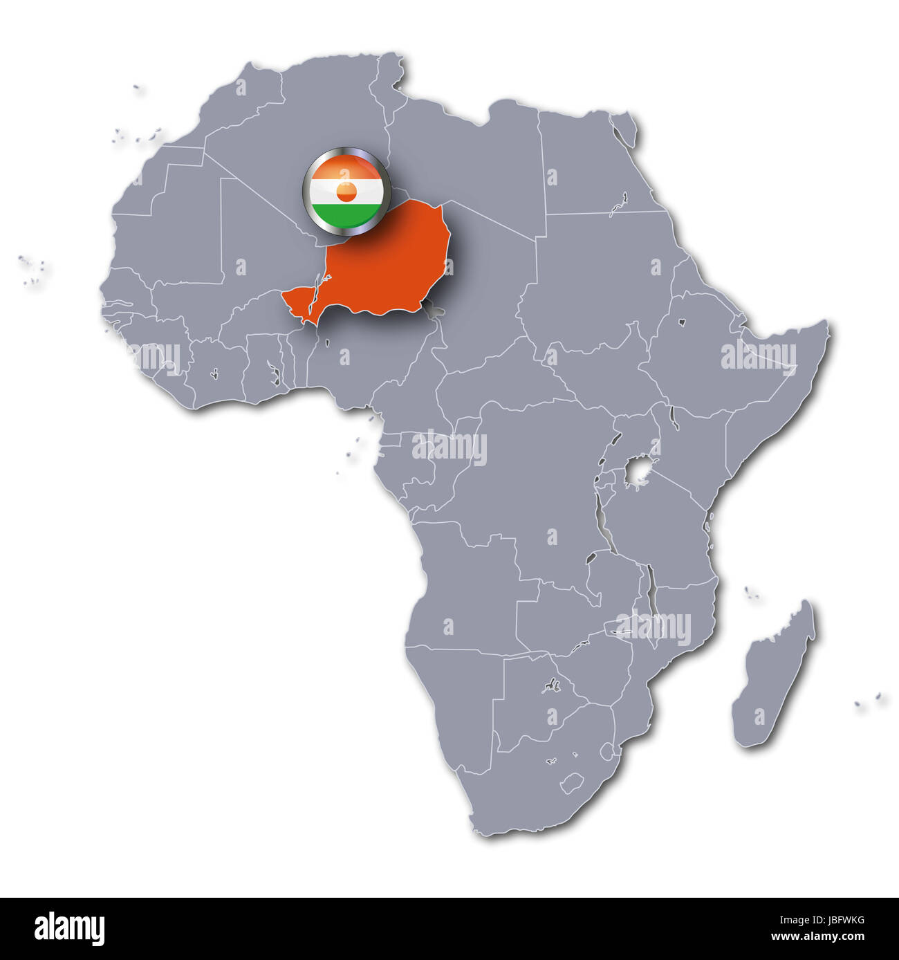 Afrika Karte mit Niger Stockfoto