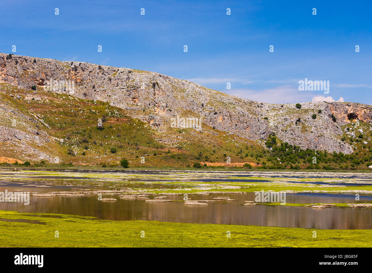 Natura-Schutzgebiet im See Prokopou in der Nähe von Achaia, Griechenland. Prokopou See ist eines der vielen geschützten Natura-Gebiete in Griechenland, wo die Besucher können se Stockfoto