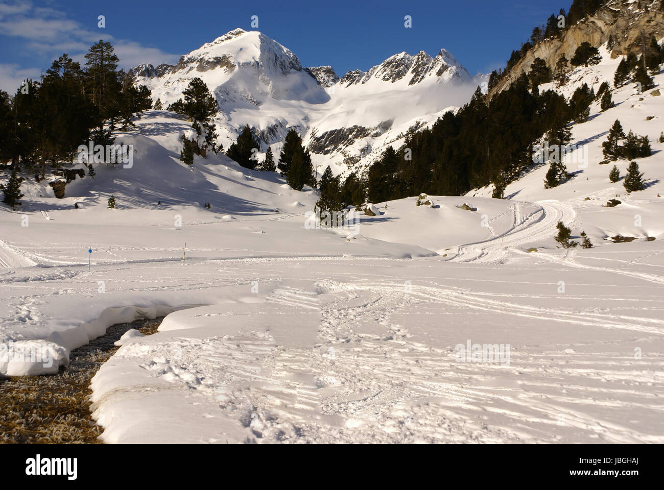 Panoramablick, Südseite, des Massivs des alles in den Pyrenäen Stockfoto