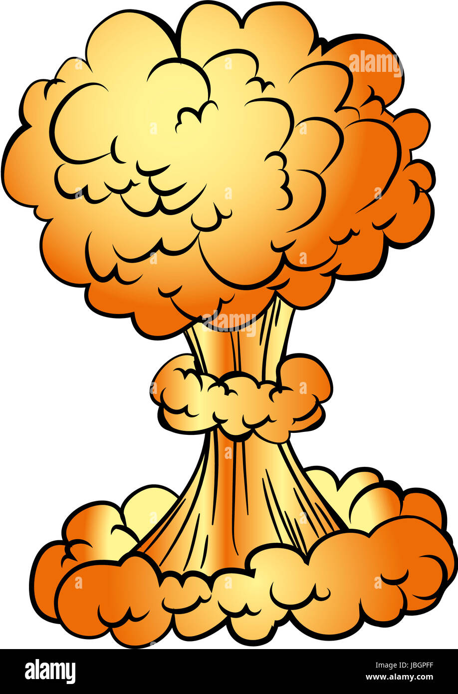 Cartoon nukleare Explosion. Isoliert auf weiss Stockfoto