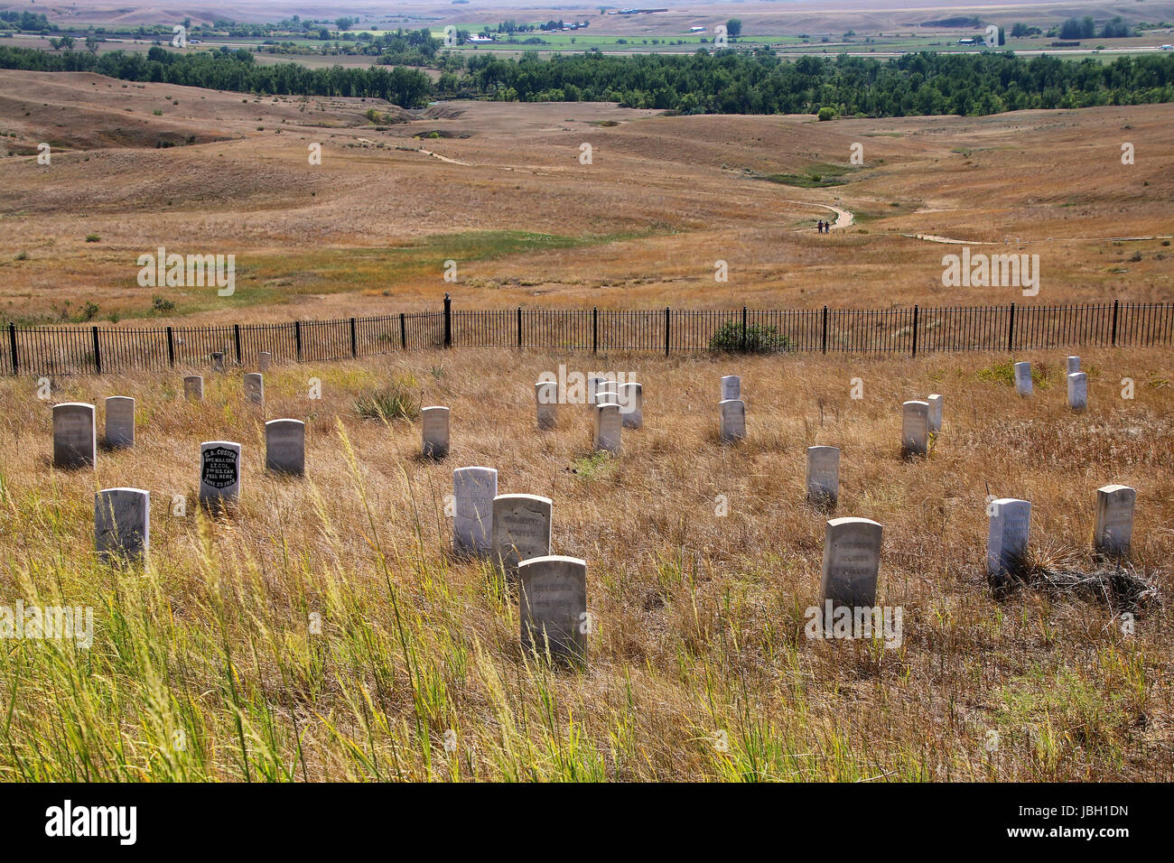 7. Kavallerie-Marker-Steinen am Little Bighorn Battlefield National Monument, Montana, USA. Es bewahrt die Website von Juni 25 und 26, 1876, Schlacht von Stockfoto