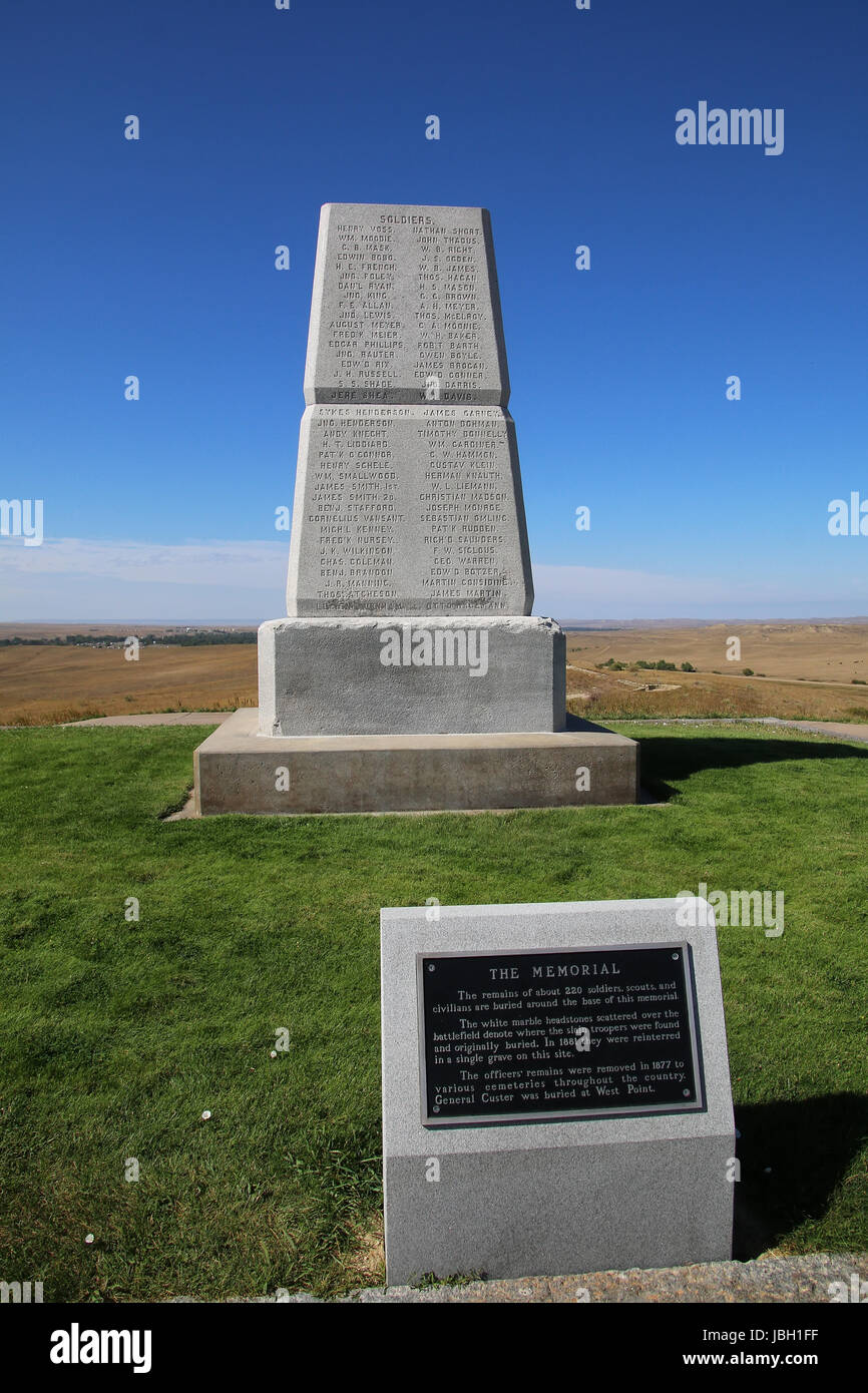 US-Armee Denkmal auf Last Stand Hill am Little Bighorn Battlefield National Monument, Montana, USA. Es bewahrt die Website von Juni 25 und 26, 1876 Stockfoto