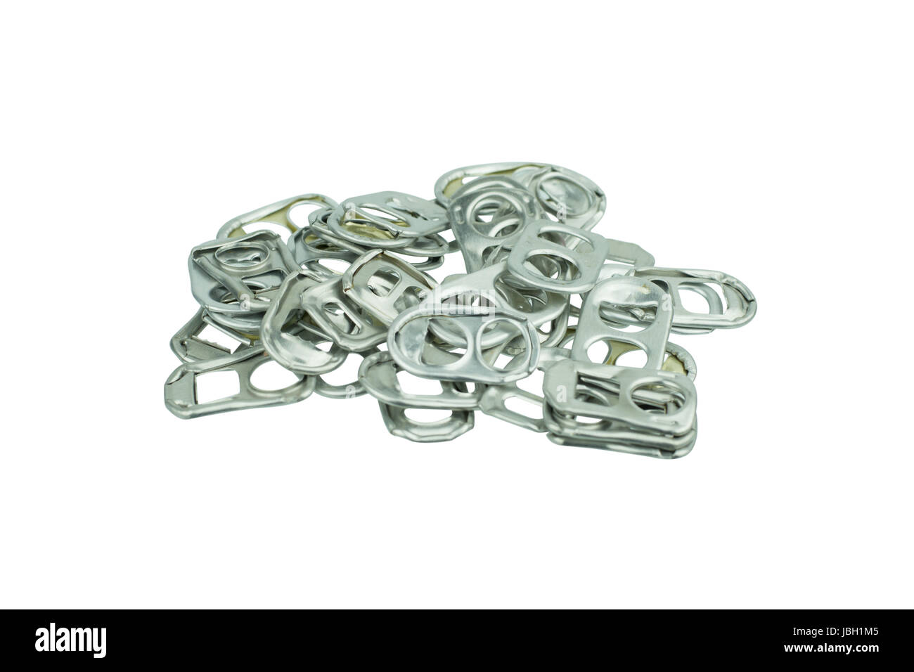 Ring-Pull-Aluminium Dosen auf weißem Hintergrund Stockfoto