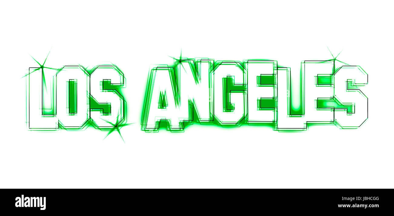 LOS ANGELES als Illustration Im Neon LED Licht Stil Fuer Praesentationen, Flyer, Web, etc.. Stockfoto