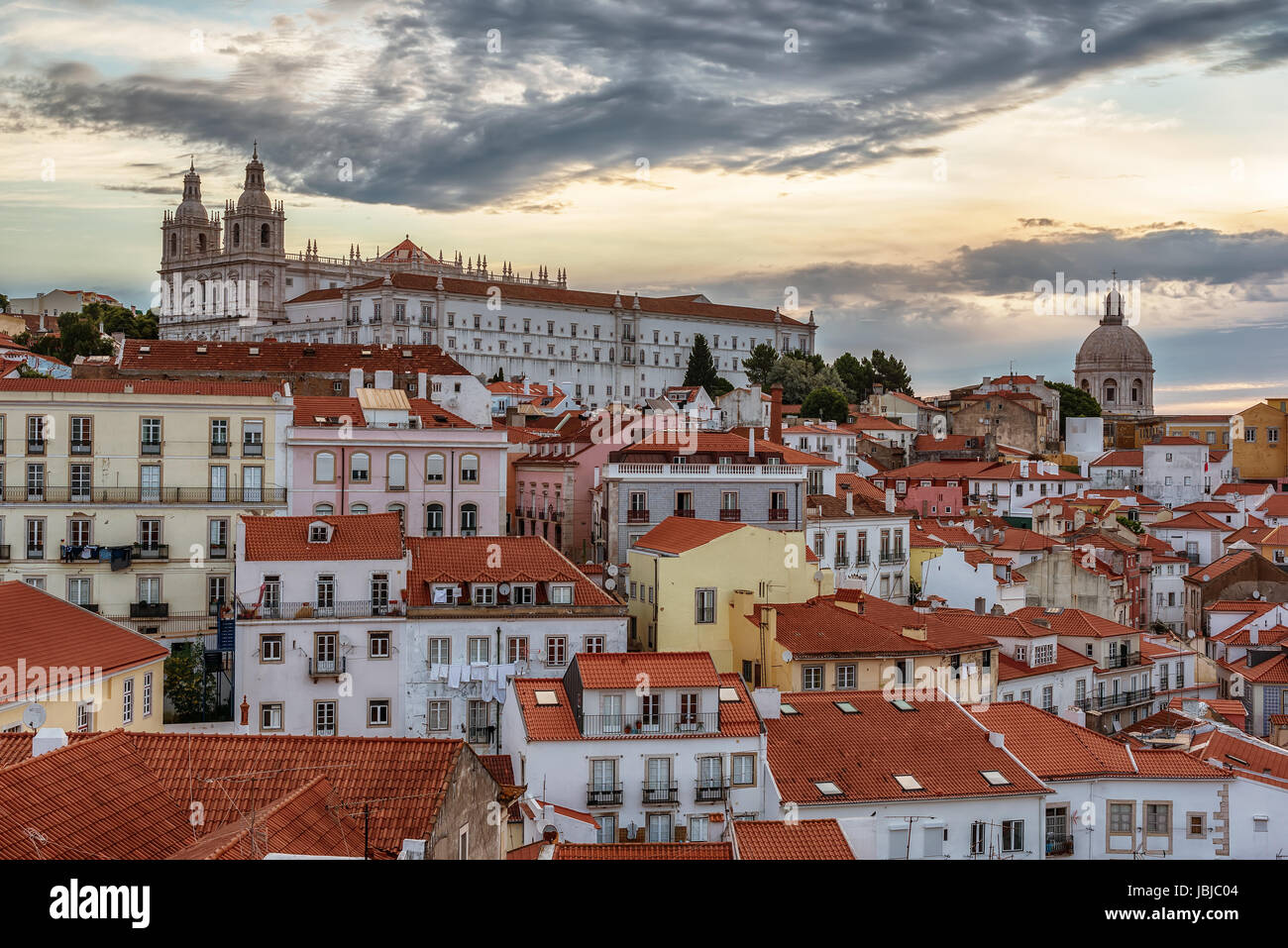 Lissabon, Portugal: Luftbild der Altstadt Alfama Stockfoto