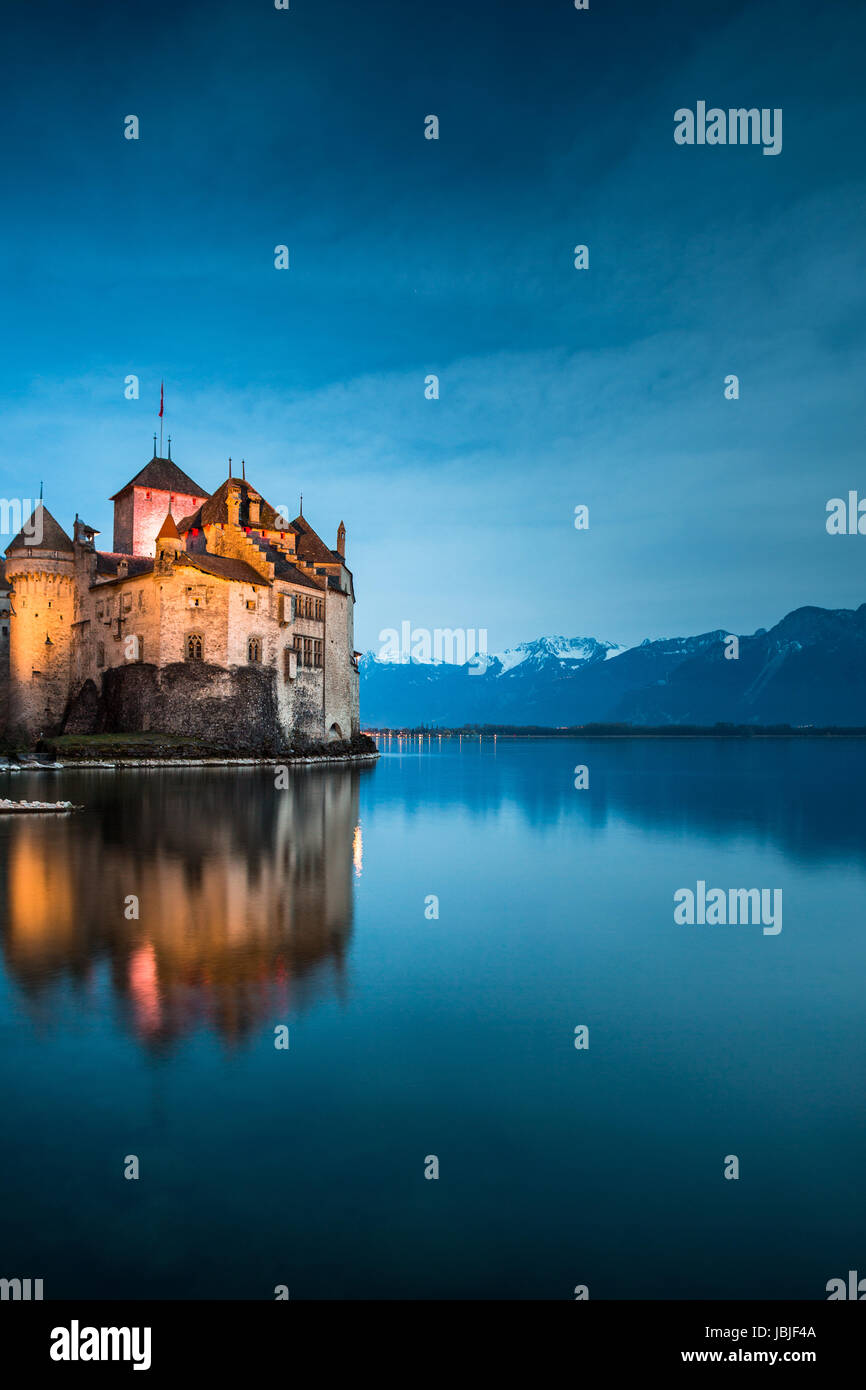 Das Schloss Chillon am Genfer See Stockfoto