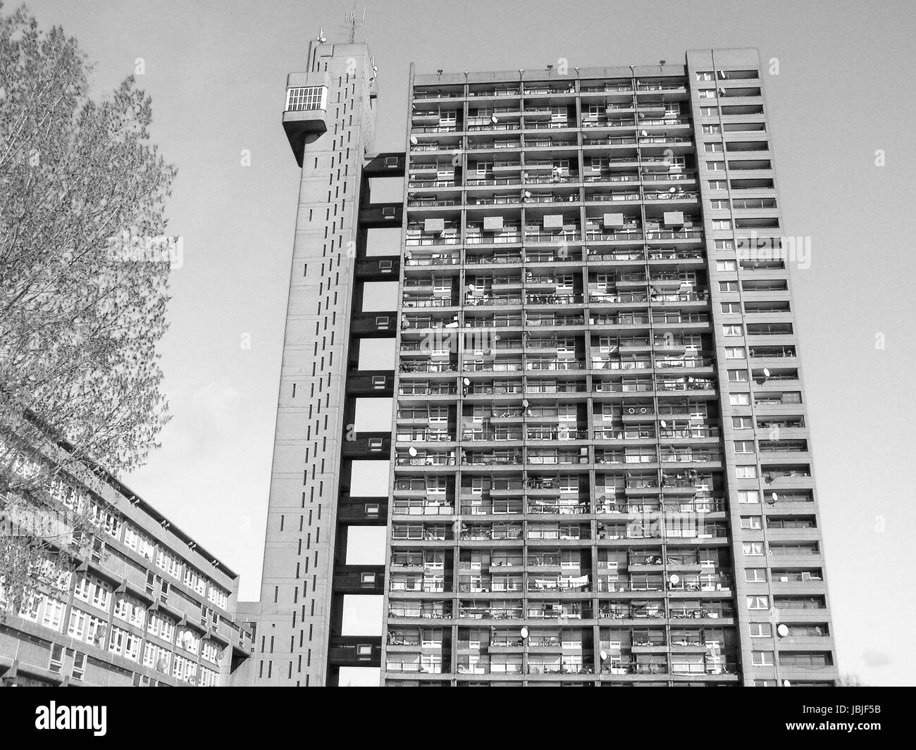 LONDON, ENGLAND, UK - 5. März 2009: The Trellick Tower in North Kensington, entworfen von Erno Goldfinger 1964 ist ein Denkmalgeschütztes Meisterwerk der neuen Brutalismus Stockfoto