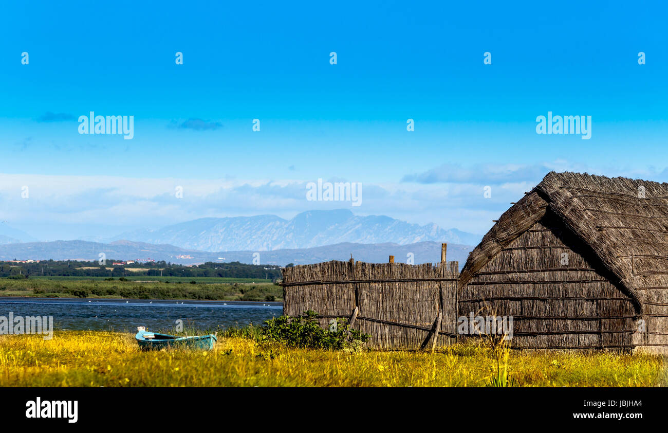 Altes Fischerdorf, Etang de Canet-saint-Nazar, Südfrankreich. Stockfoto