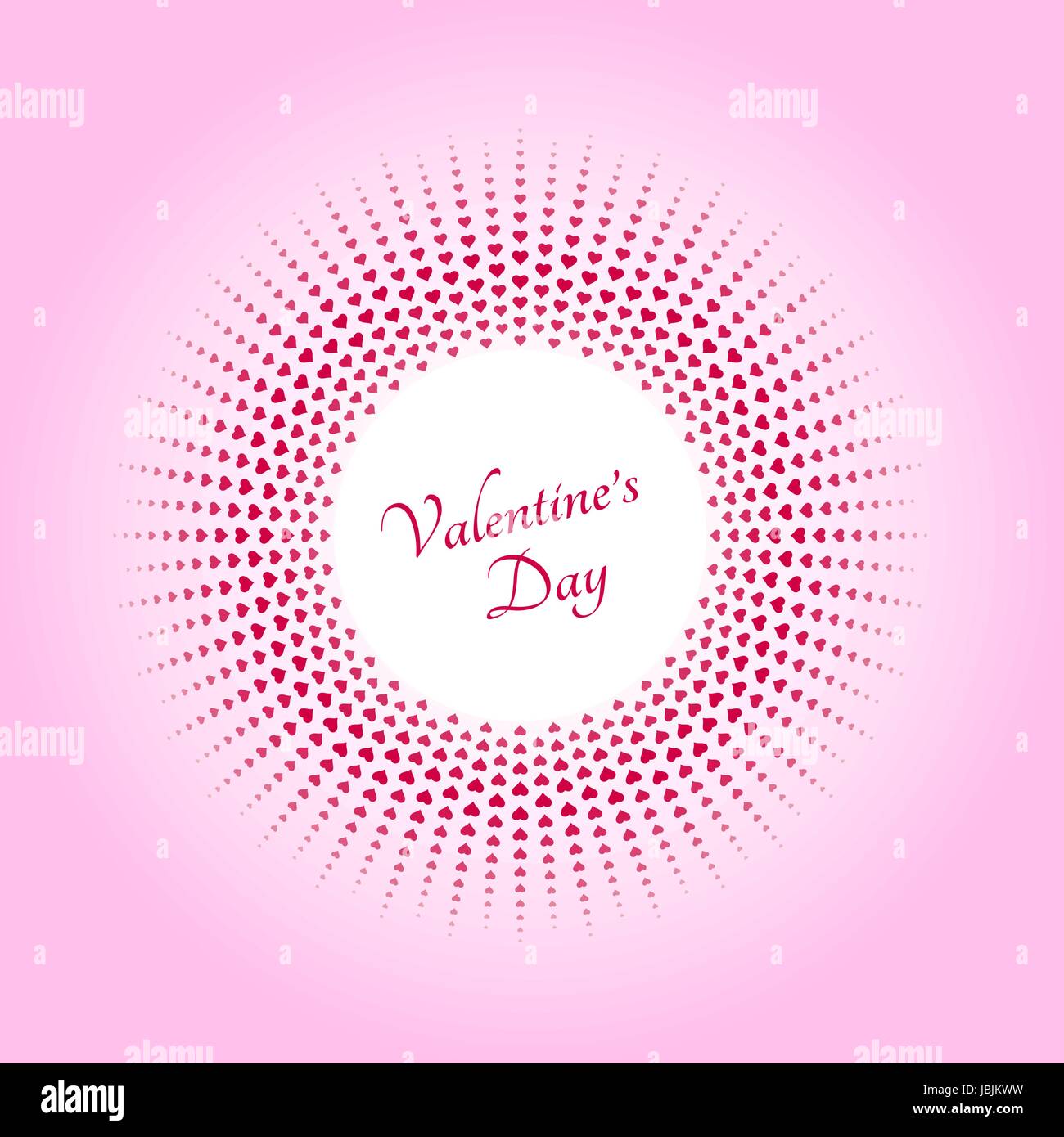 Kreis Rahmen bestehend aus kleinen Herzen in Form einer runde Banner auf rosa Hintergrund. Stilvolle Einladungskarte. Elegante Grußkarte. happy Vale Stock Vektor