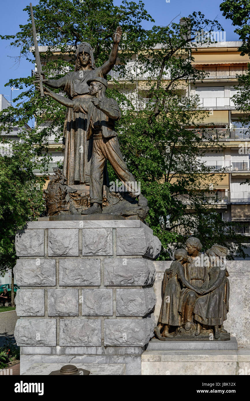Denkmal für die Kinder starben für das Vaterland, Tarbes, Frankreich. Stockfoto