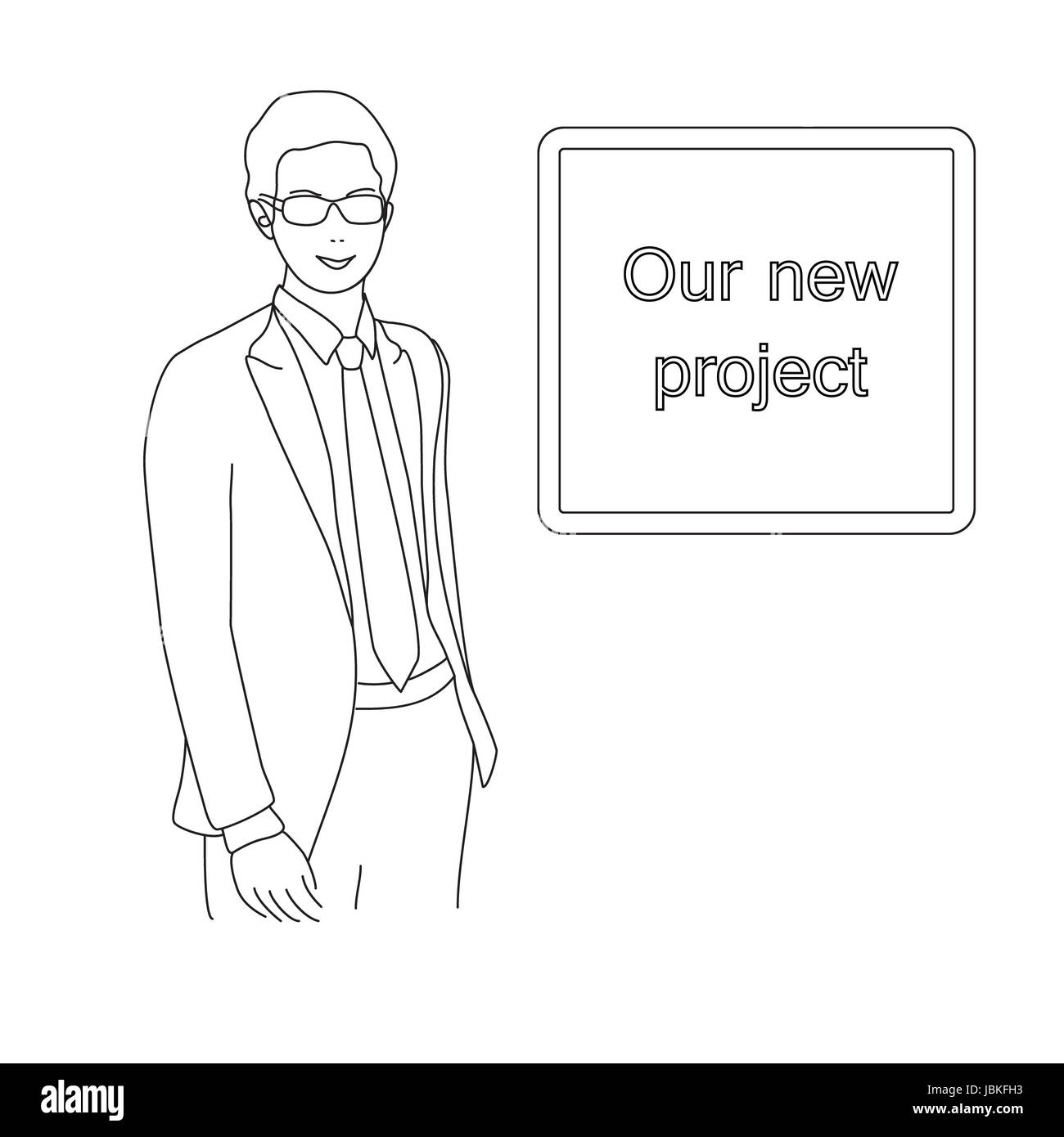 Porträt eines attraktiven jungen Geschäftsmann Witn neuen Projekts. Stockfoto