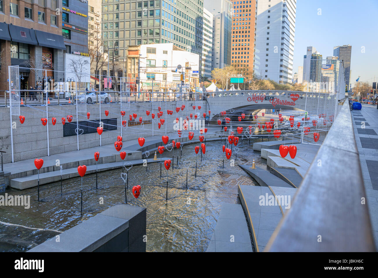 16. Dezember 2016 Cheonggyecheon Stream in Seoul, Südkorea Stockfoto