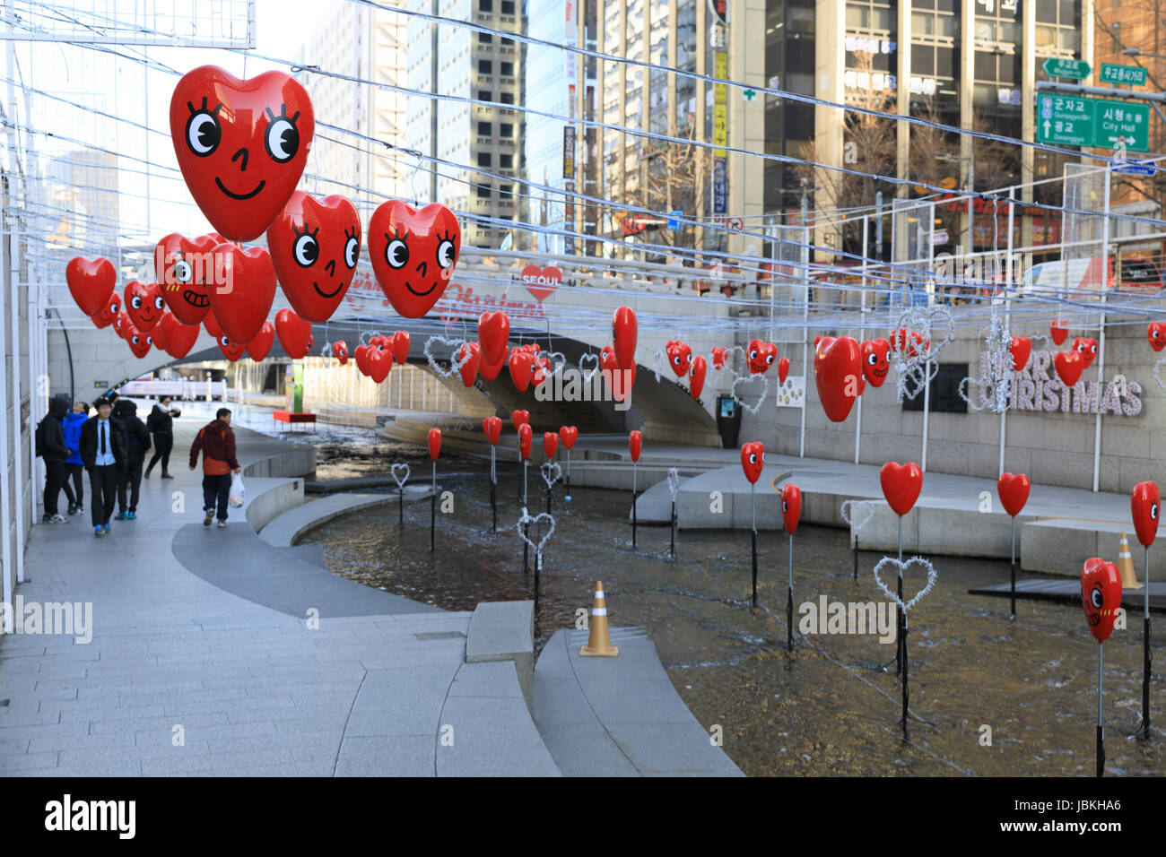 16. Dezember 2016 Cheonggyecheon Stream in Seoul, Südkorea Stockfoto