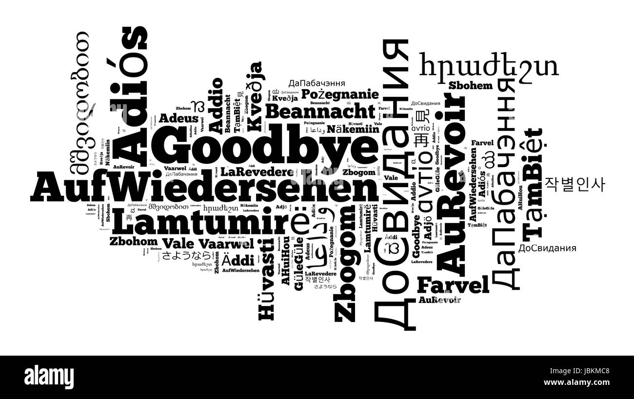 Wort auf Wiedersehen in verschiedenen Sprachen word CloudKonzept Stockfotografie Alamy