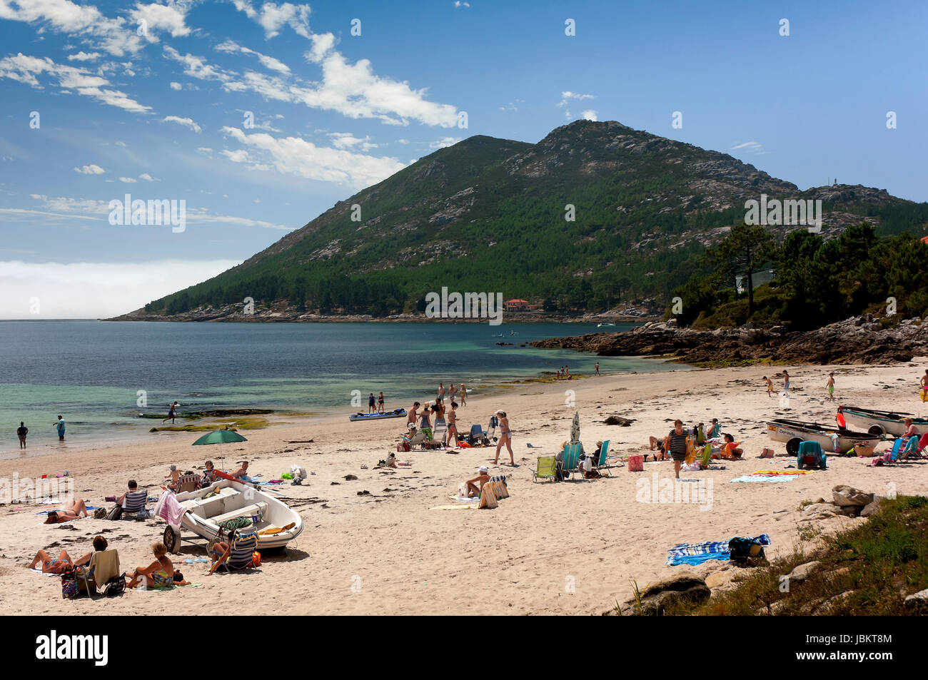 San Francisco Strand und Monte Louro, Louro, Muros, La Coruña Provinz, Region Galicien, Spanien, Europa Stockfoto