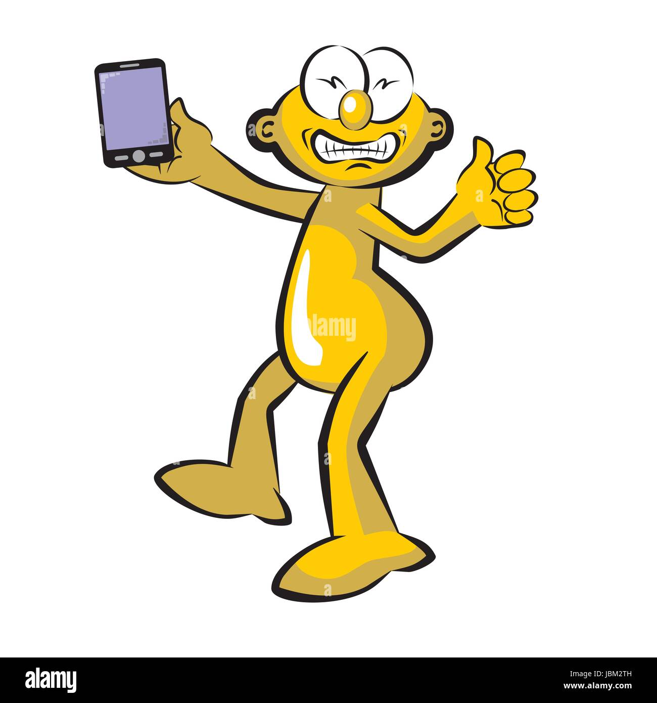 Lustige Karikatur. Man nimmt eine Selfie storyboard Stock