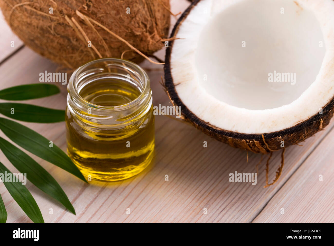 Kokosnuss und Kokosöl Stockfoto