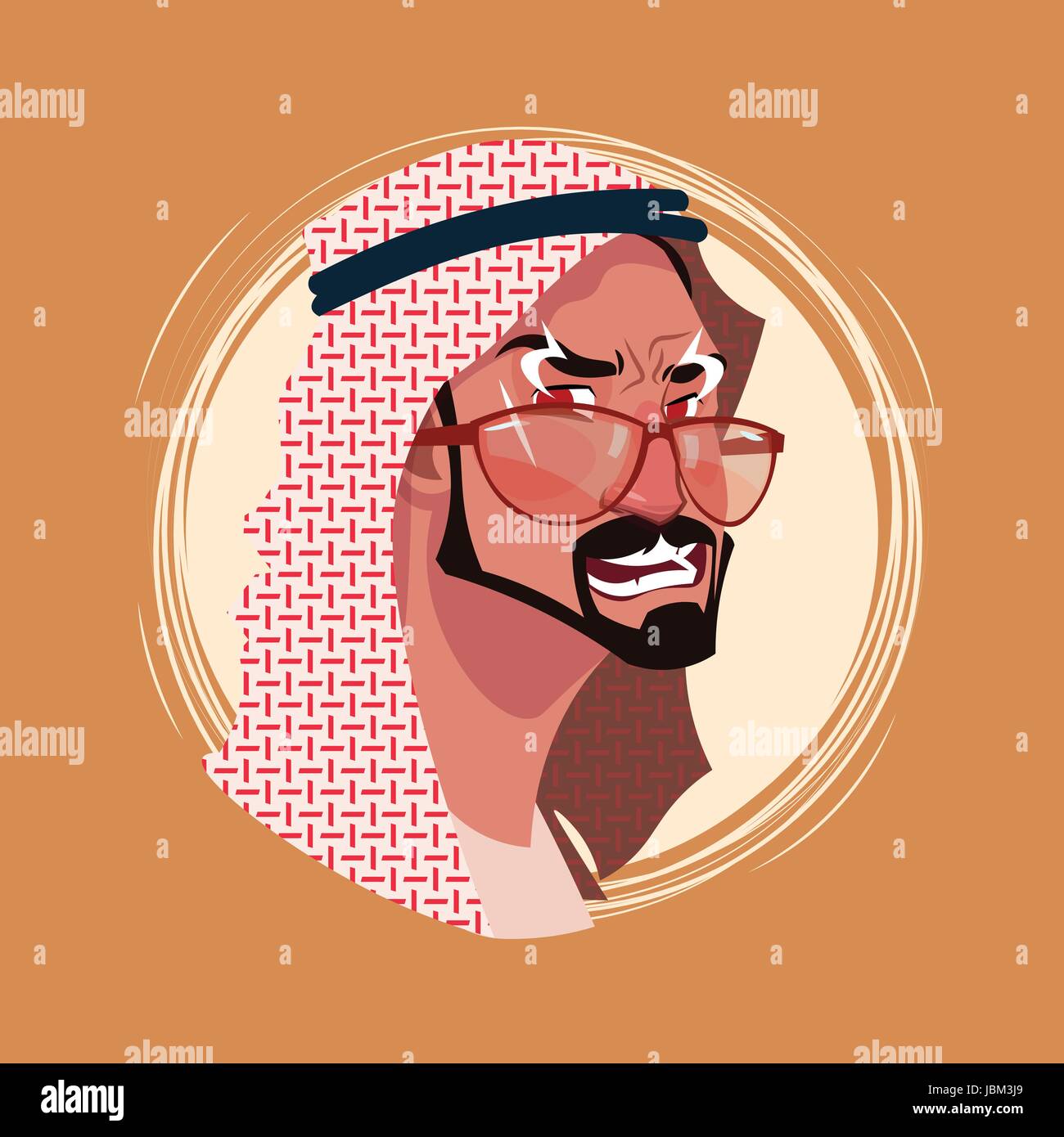 Profil-Symbol indischen männlichen Emotion Avatar, Mann Cartoon Portrait wütendes Gesicht Stock Vektor