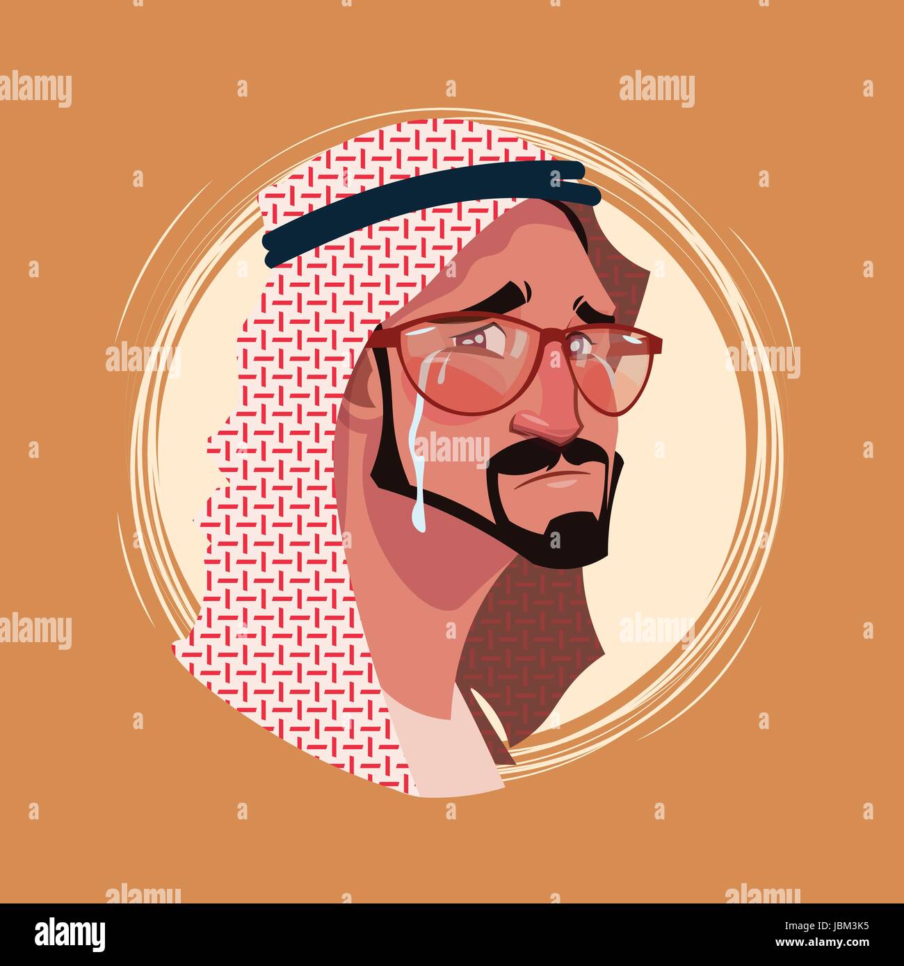 Profil-Symbol indischen männlichen Emotion Avatar, Mann Cartoon Porträt Gesicht Weinen Stock Vektor