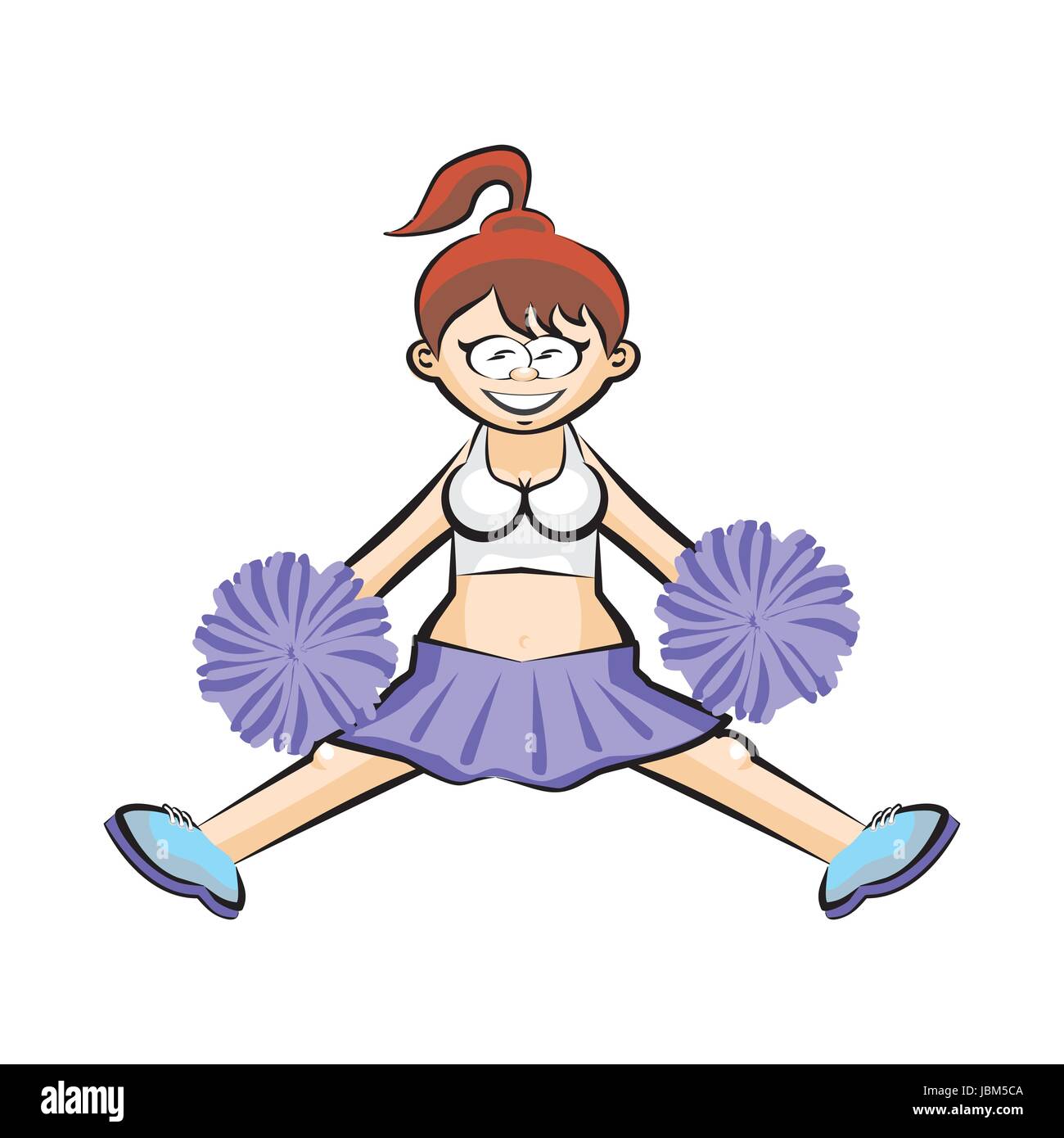 Lustige Karikatur, Cheerleader. Konzeptionelle Darstellung. Sportsgeist der High school Stock Vektor